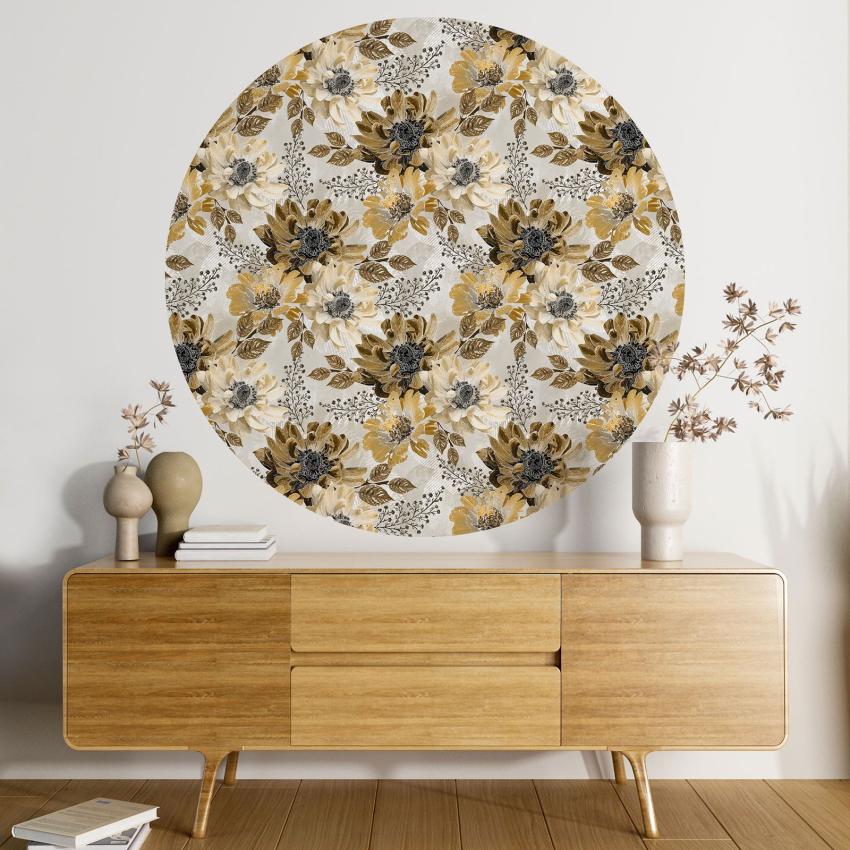 Papier peint rond / cercle - Motif floral - 395