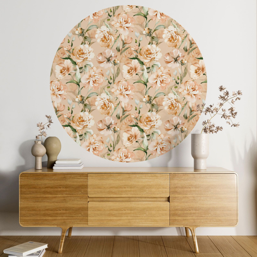 Papier peint rond / cercle - Motif floral - 401