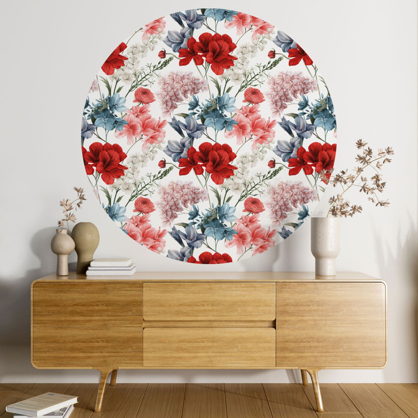 Papier peint rond / cercle - Motif floral - 409