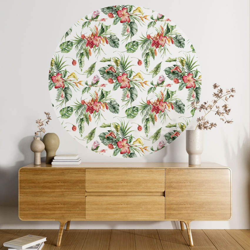 Papier peint rond / cercle - Motif floral - 420