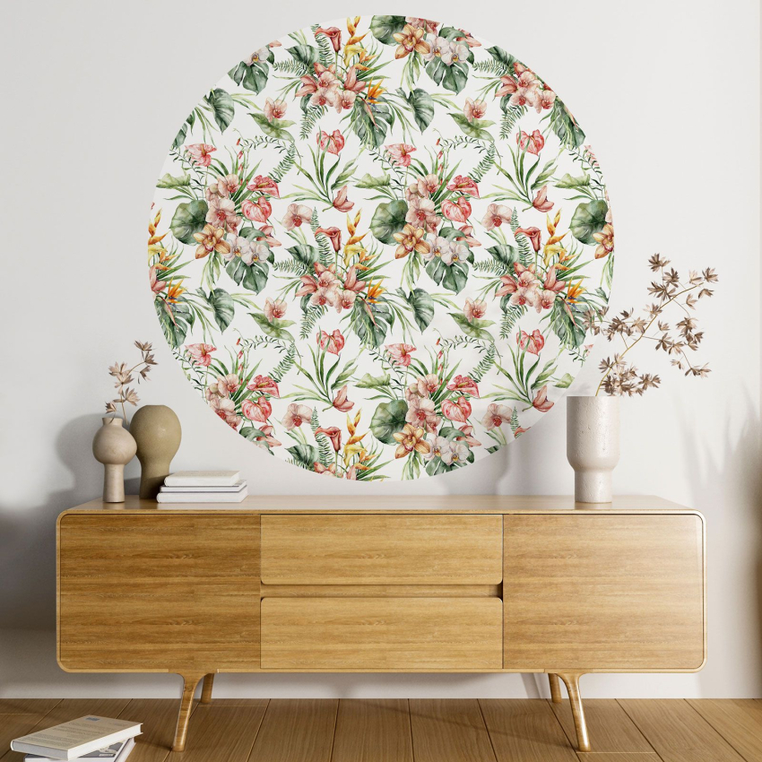 Papier peint rond / cercle - Motif floral - 421