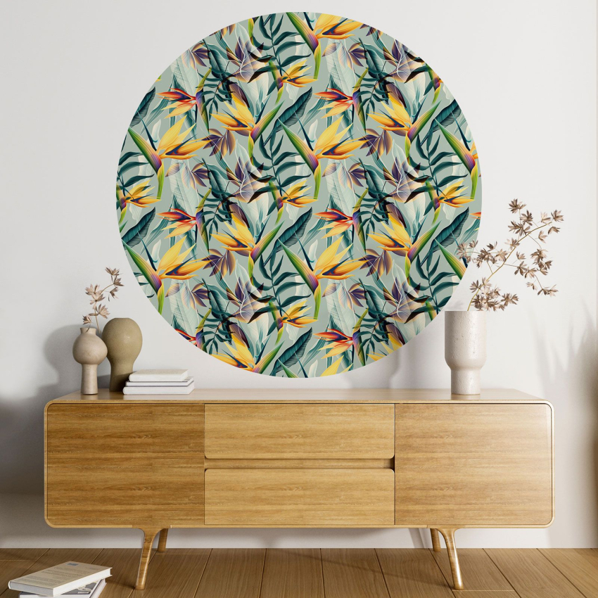 Papier peint rond / cercle - Motif floral - 437