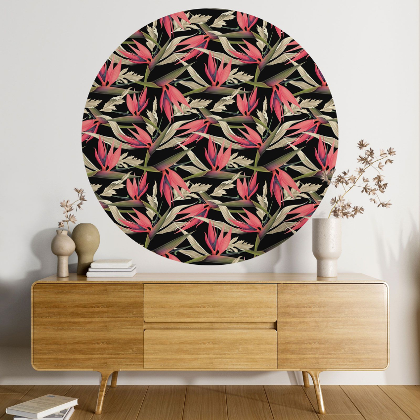 Papier peint rond / cercle - Motif floral - 438