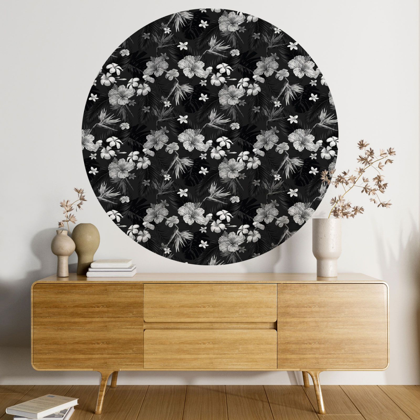 Papier peint rond / cercle - Motif floral - 464