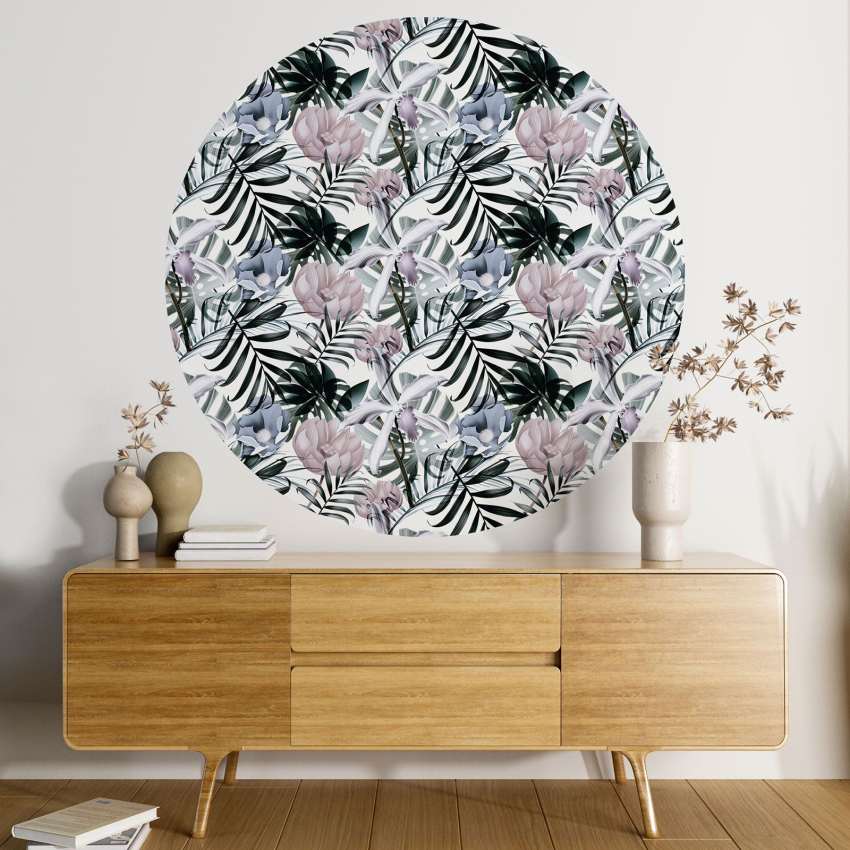 Papier peint rond / cercle - Motif floral - 470