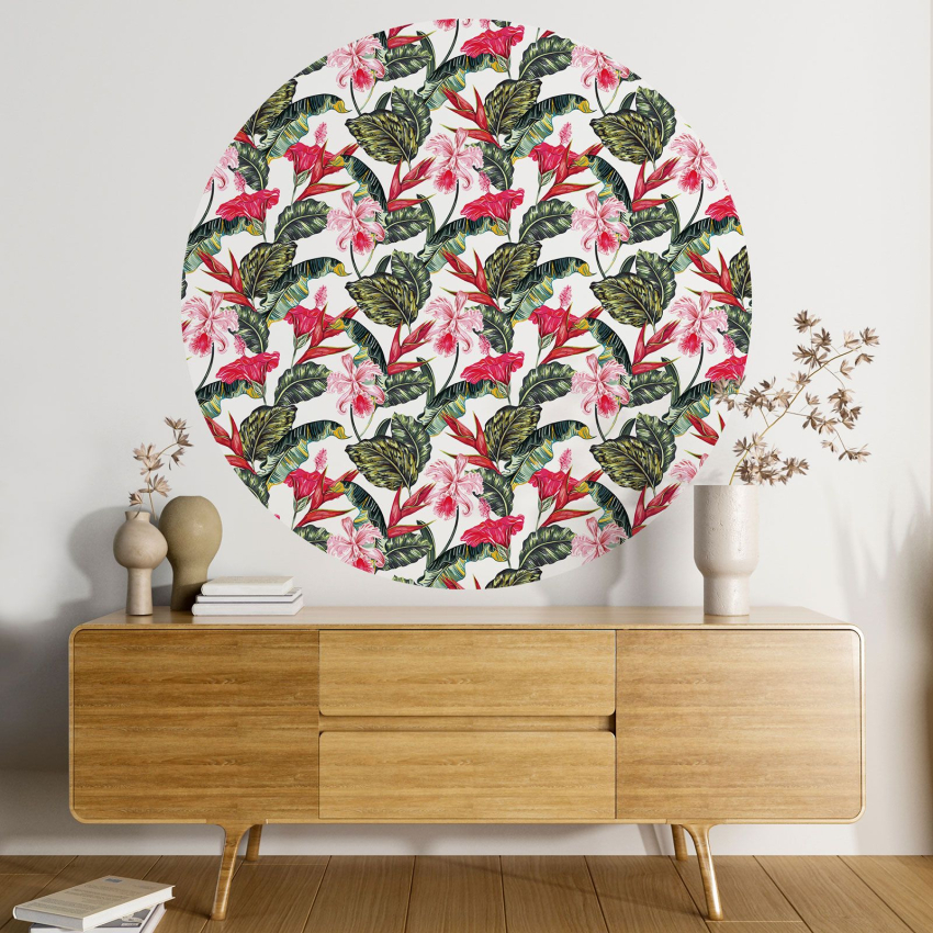 Papier peint rond / cercle - Motif floral - 482