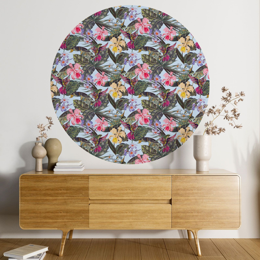 Papier peint rond / cercle - Motif floral - 483