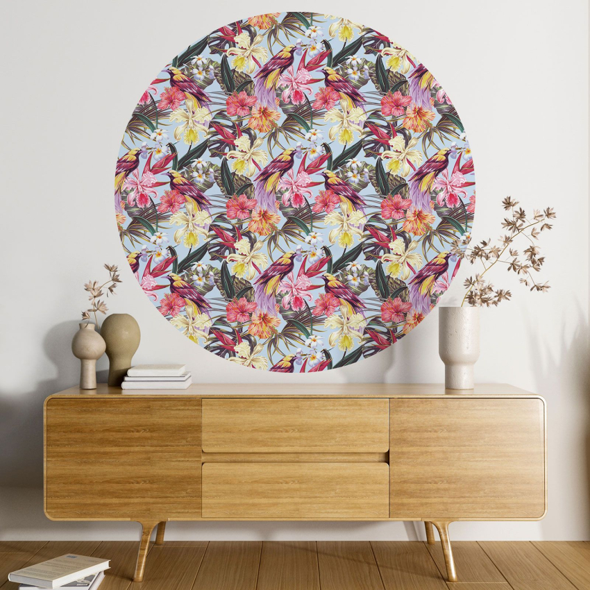 Papier peint rond / cercle - Motif floral - 487