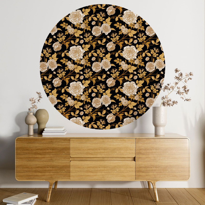 Papier peint rond / cercle - Motif floral - 488