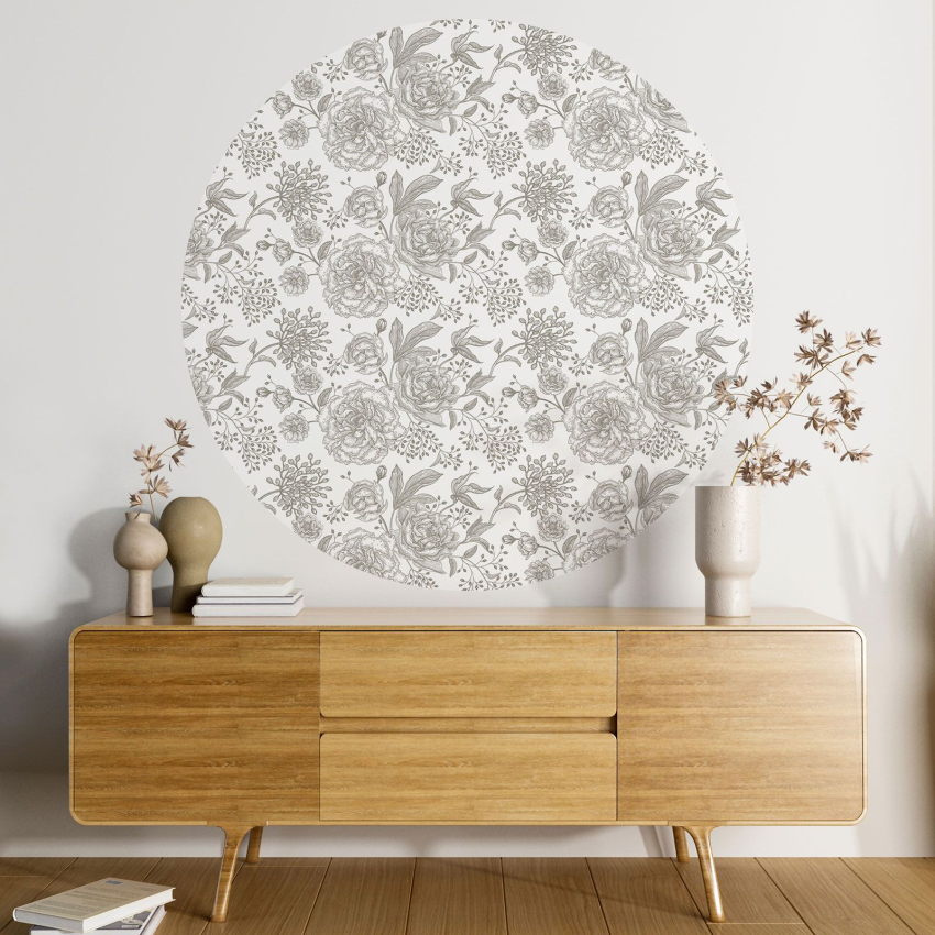 Papier peint rond / cercle - Motif floral - 489