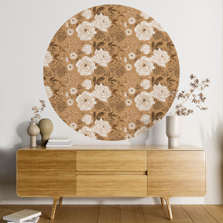 Papier peint rond / cercle - Motif floral - 491