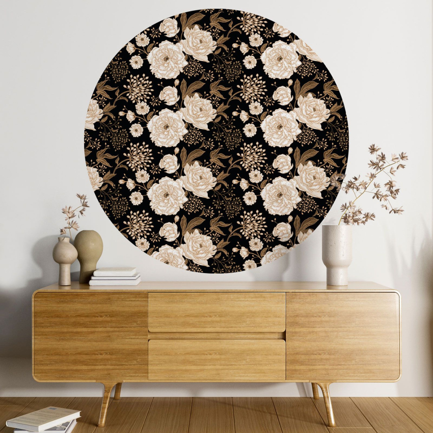 Papier peint rond / cercle - Motif floral - 493