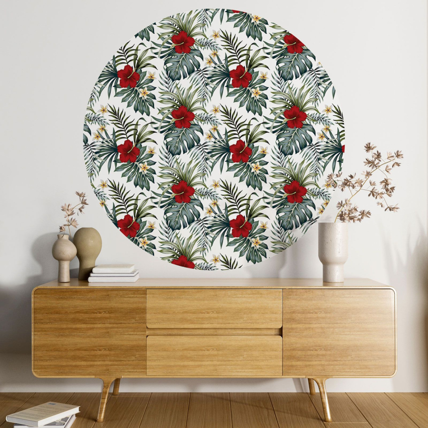 Papier peint rond / cercle - Motif floral - 497