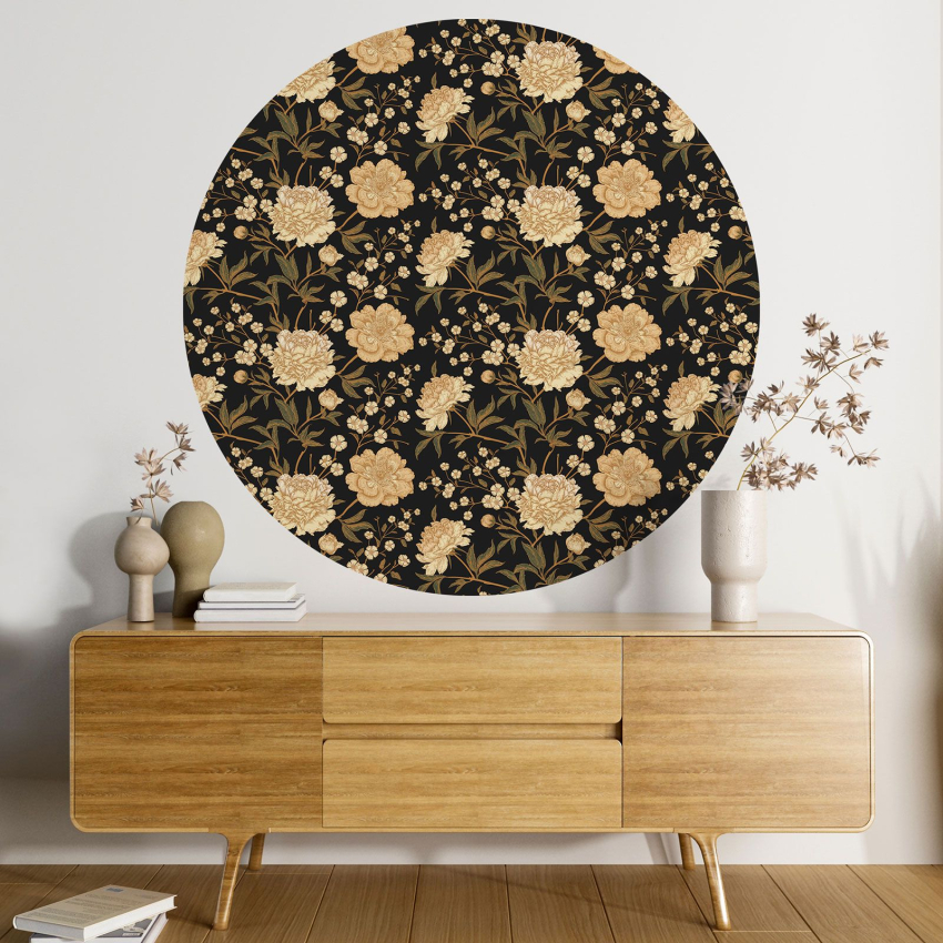 Papier peint rond / cercle - Motif floral - 502