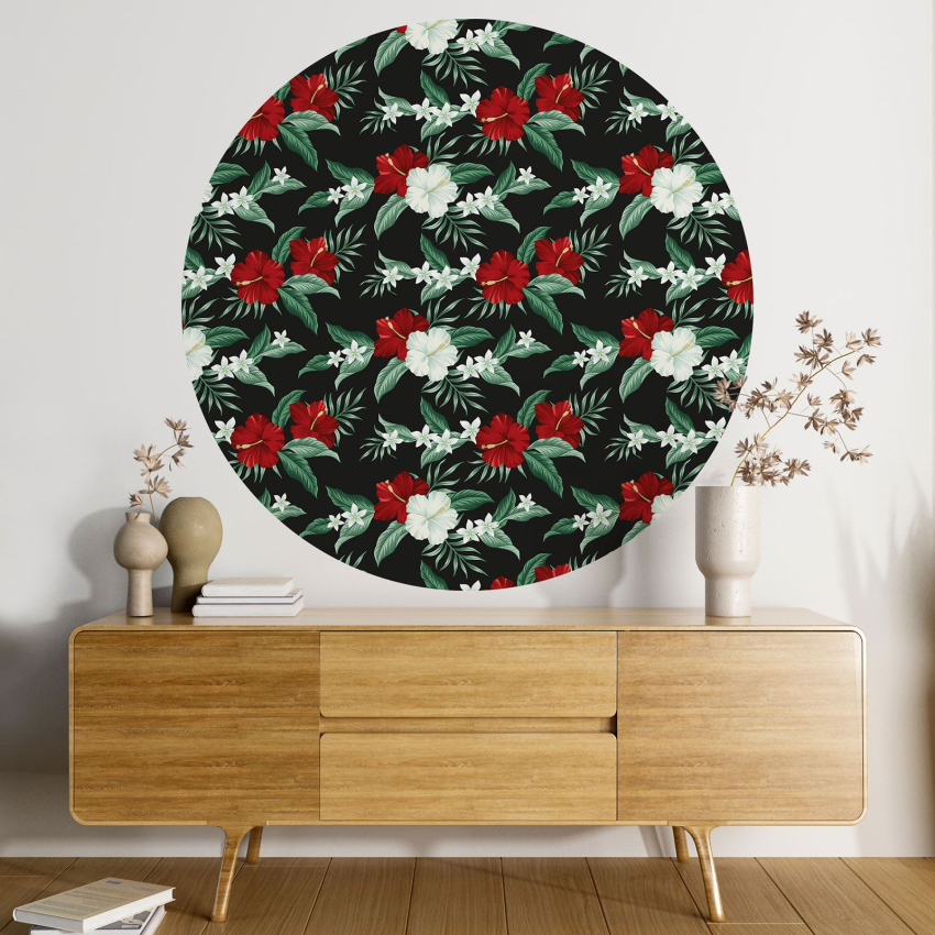 Papier peint rond / cercle - Motif floral - 503