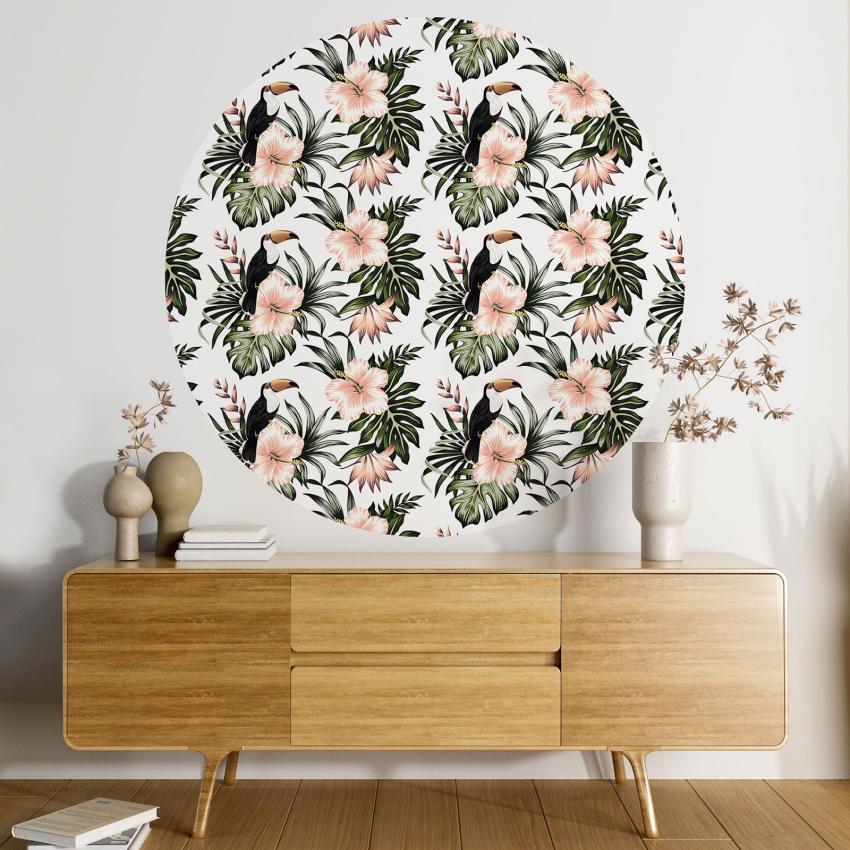 Papier peint rond / cercle - Motif floral - 520