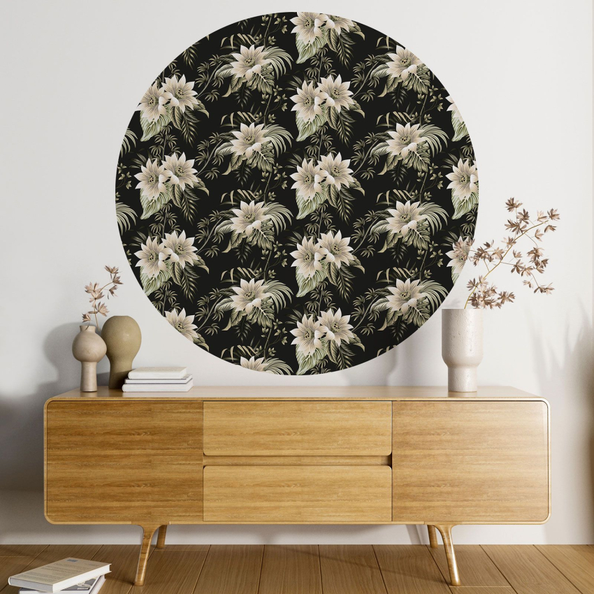 Papier peint rond / cercle - Motif floral - 525