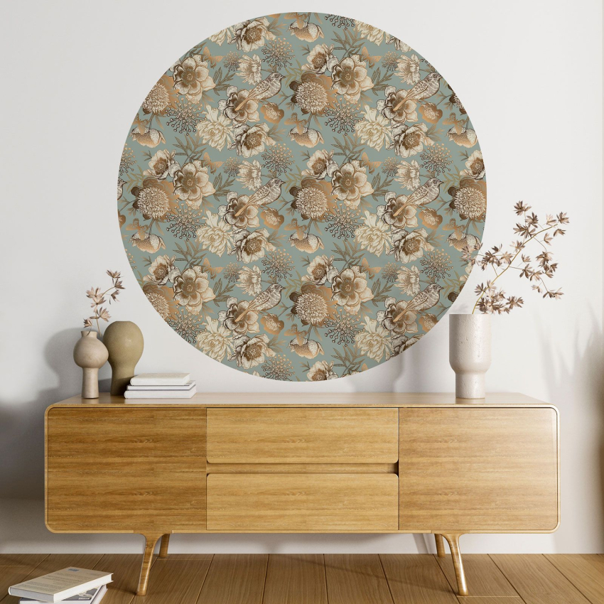 Papier peint rond / cercle - Motif floral - 530