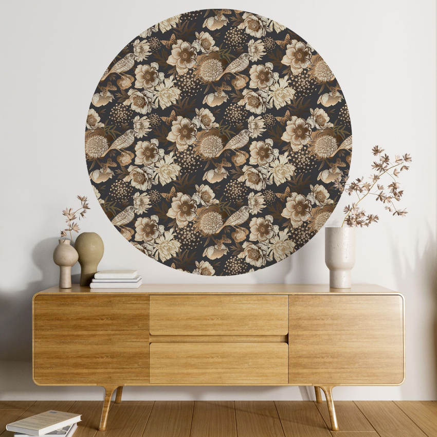 Papier peint rond / cercle - Motif floral - 533