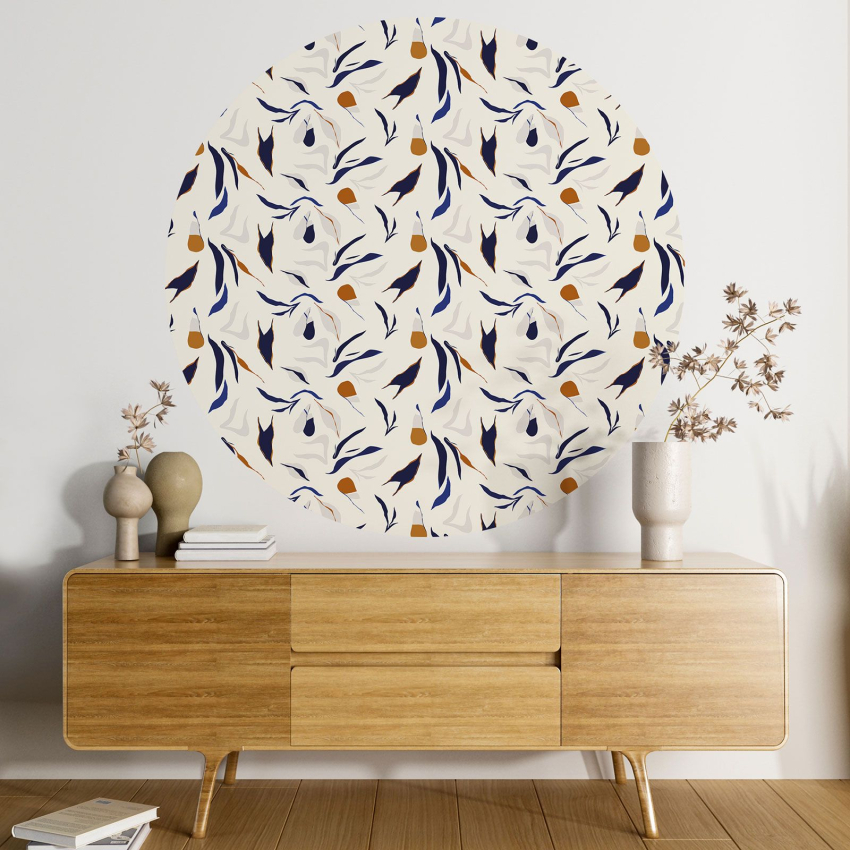 Papier peint rond / cercle - Motif floral - 576