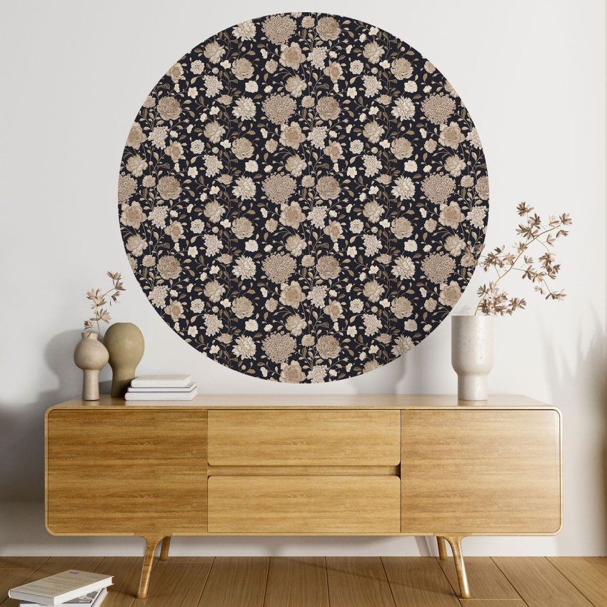 Papier peint rond / cercle - Motif floral - 580