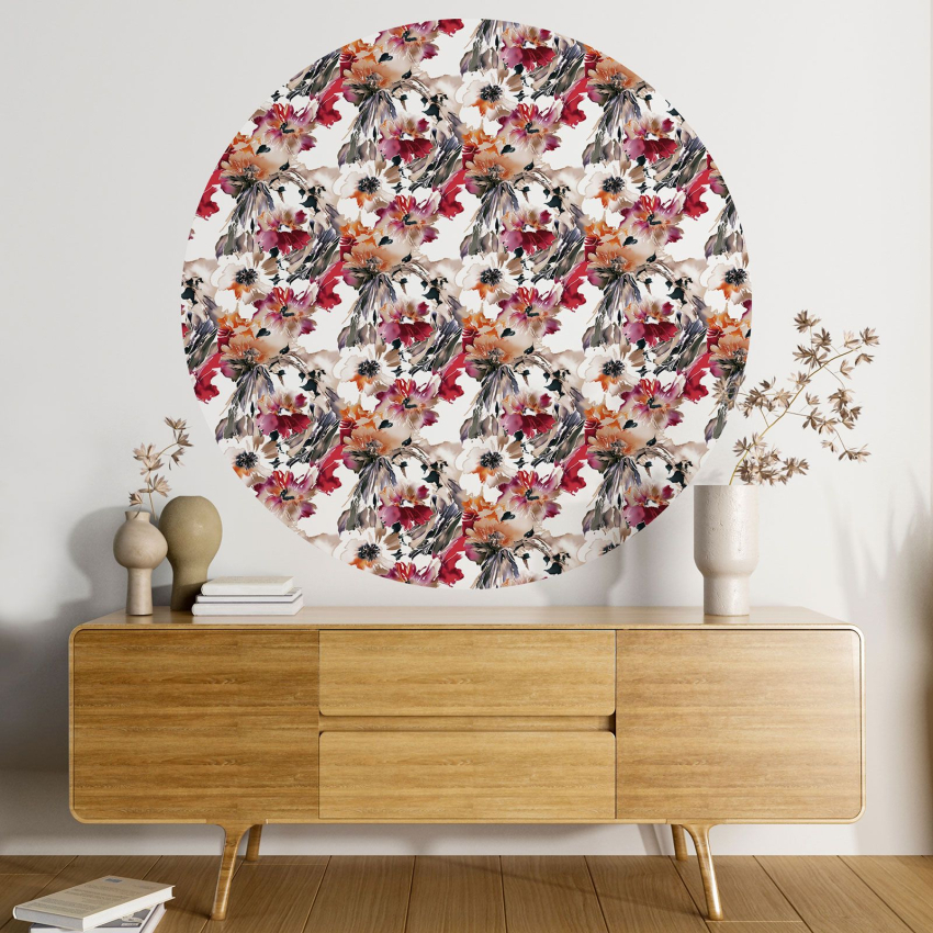 Papier peint rond / cercle - Motif floral - 592