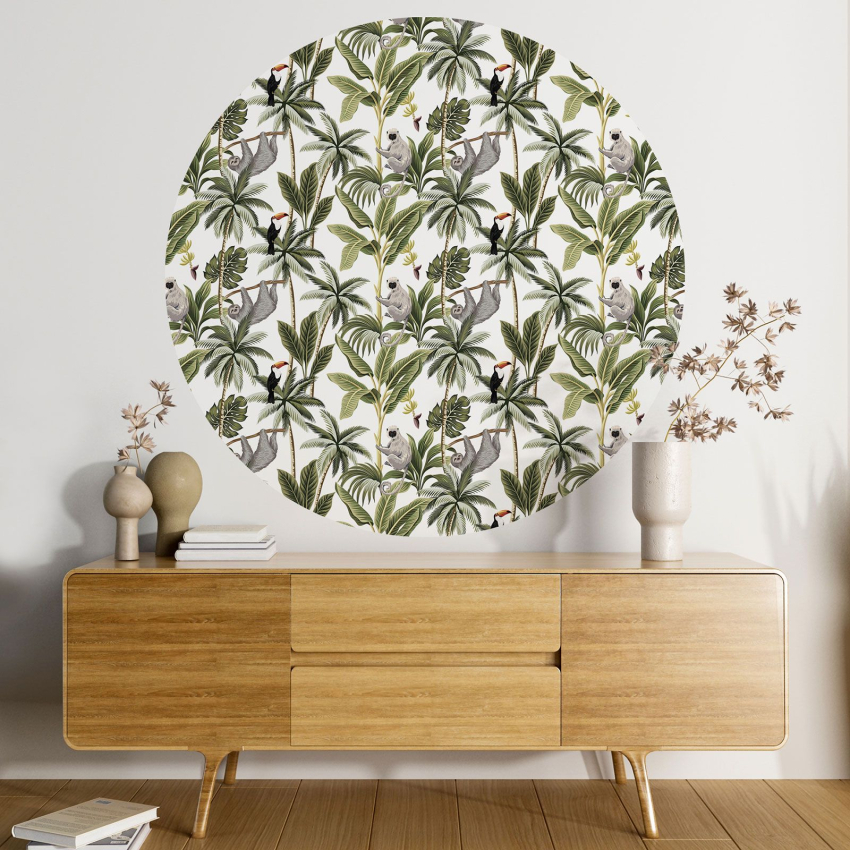 Papier peint rond / cercle - Motif Jungle - 507