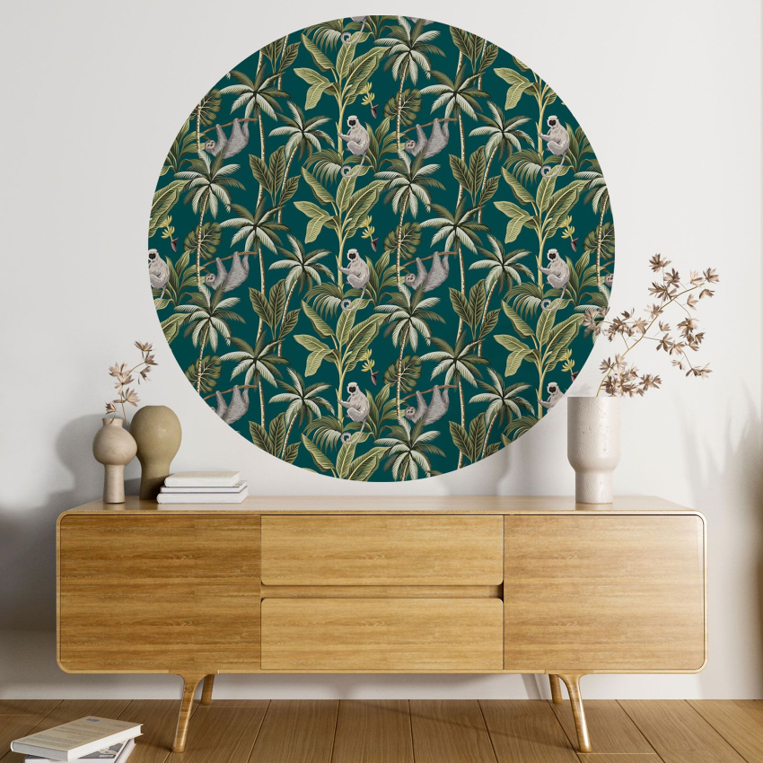 Papier peint rond / cercle - Motif Jungle- 523