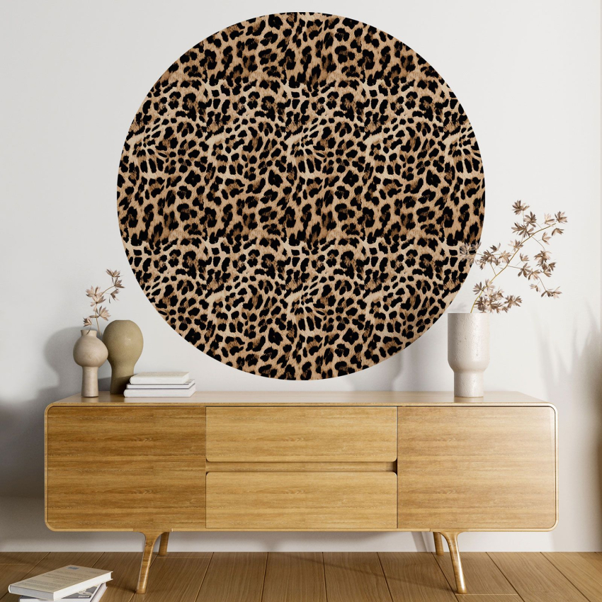 Papier peint rond / cercle - Motif Léopard