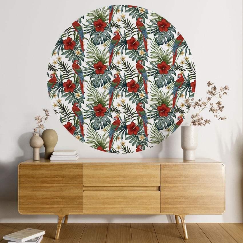 Papier peint rond / cercle - Motif tropical - 526