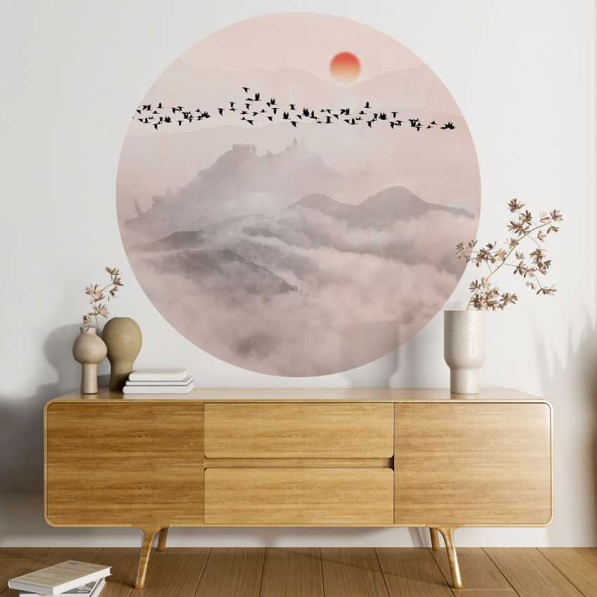 Papier peint rond / cercle - Paysage Abstrait