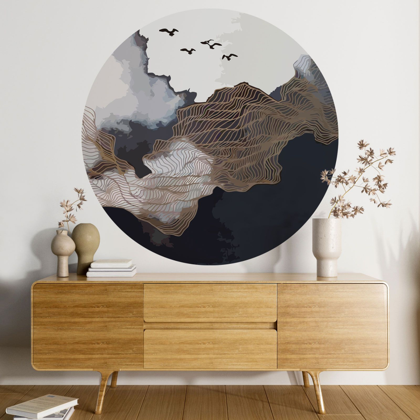 Papier peint rond / cercle - Paysage Abstrait