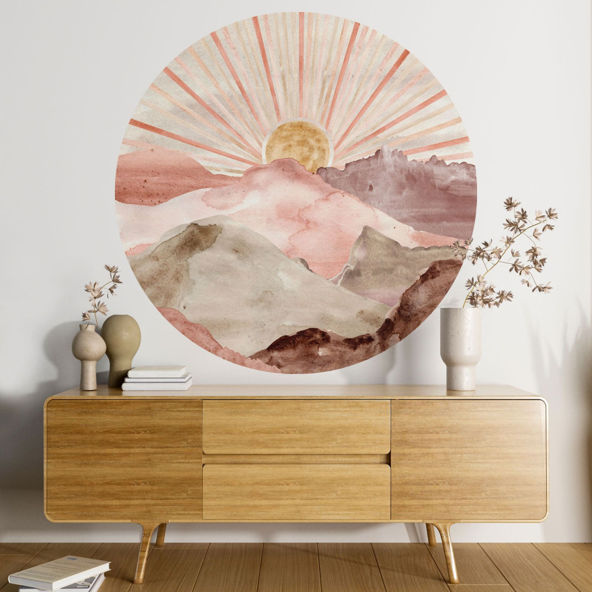 Papier peint rond / cercle - Paysage Boho