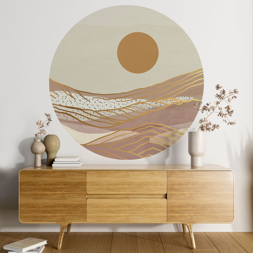 Papier peint rond / cercle - Paysage boho