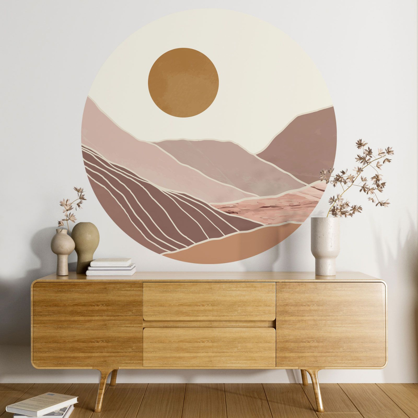 Papier peint rond / cercle - Paysage boho