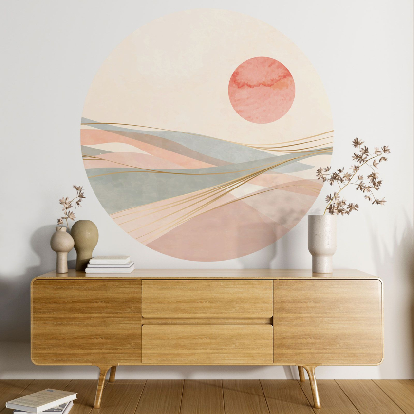 Papier peint rond / cercle - Paysage boho