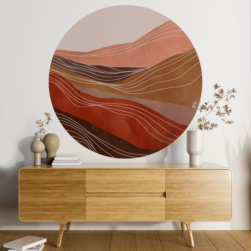 Papier peint rond / cercle - Paysage boho