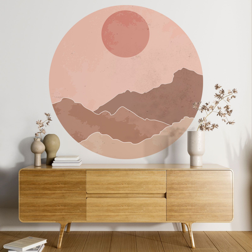 Papier peint rond / cercle - Paysage boho