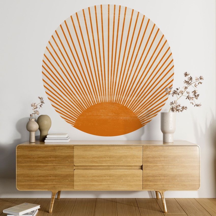 Papier peint rond / cercle - Soleil Boho