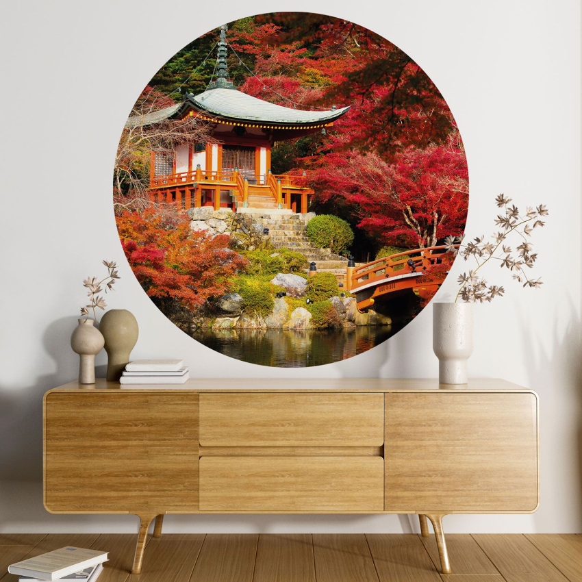 Papier peint rond / cercle - Temple Japonais
