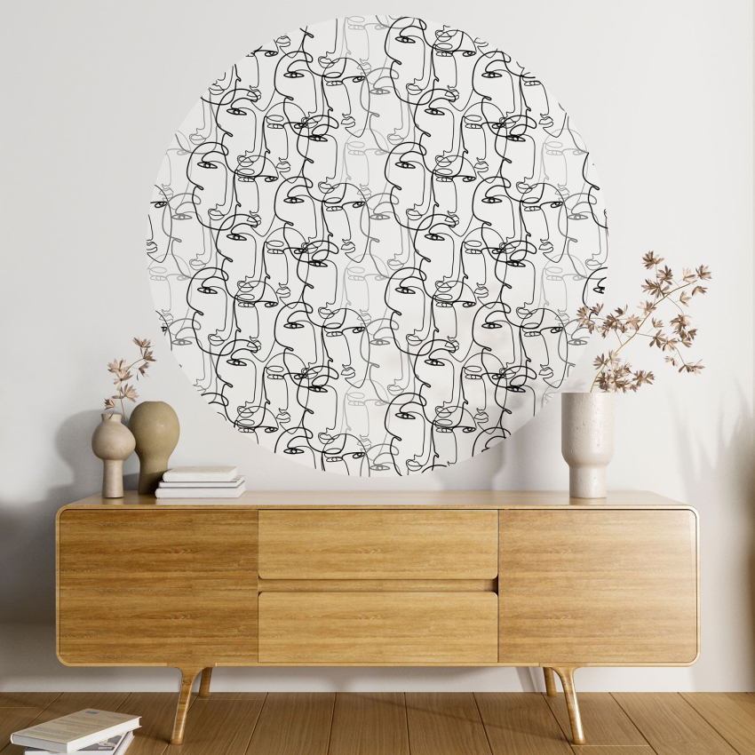 Papier peint rond / cercle - Visages design - 566