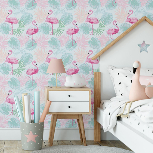 Papier peint Enfants - Flamants roses
