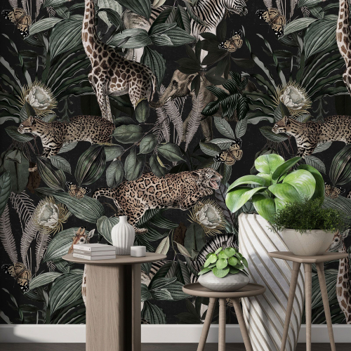 Papier peint motif XL - Animaux de la Jungle
