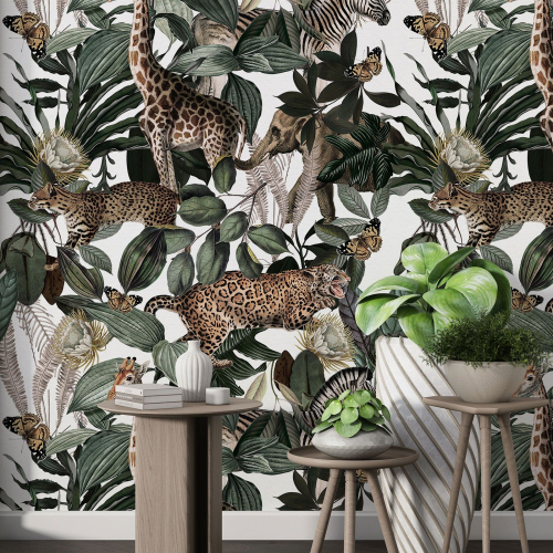 Papier peint motif XL - Animaux de la Jungle