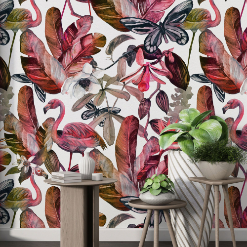 Papier peint motif XL - Flamants roses