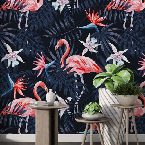 Papier peint motif XL - Flamants roses