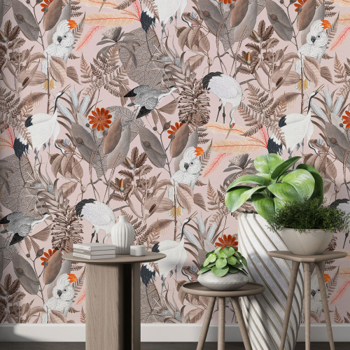 Papier peint motif XL - Fleurs Oiseaux
