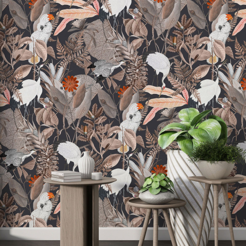 Papier peint motif XL - Fleurs Oiseaux