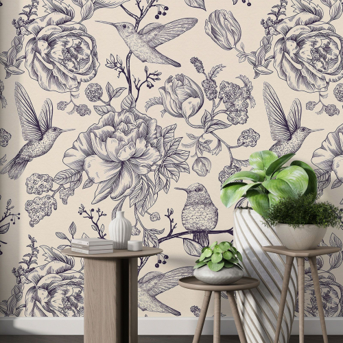 Papier peint motif XL - Motif floral
