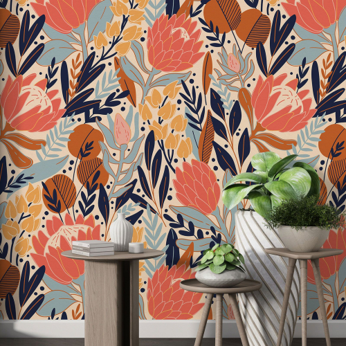 Papier peint motif XL - Motif floral